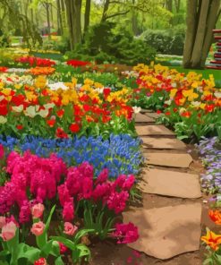 Spring Blossoms Garden Path With Flowers Paint By Numbers