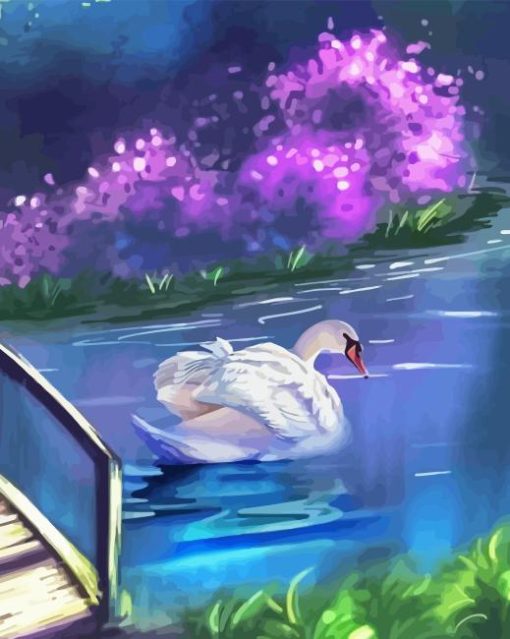 Swan And Flowers Paint By Numbers