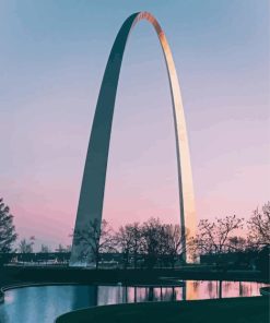 The Gateway Arch With Pink Sky View Paint By Numbers