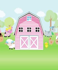 Animals In Pink Barn Art Paint By Numbers