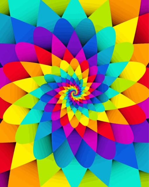 Bright Rainbow Spiral Psychedelic Paint By Numbers