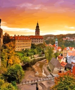 Cesky Krumlov At Sunset Paint By Numbers