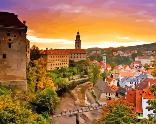 Cesky Krumlov At Sunset Paint By Numbers