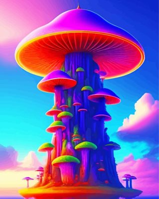 Colorful Psychedelic Mushroom Paint By Numbers