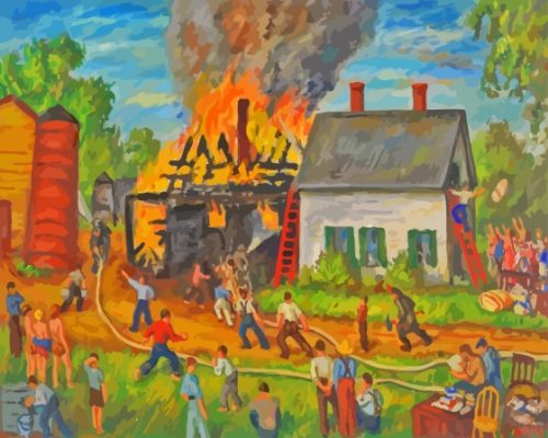 Fire At East Orrington By Waldo Peirce Paint By Numbers