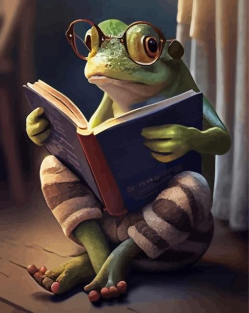 Frog Reading A Book Paint By Numbers