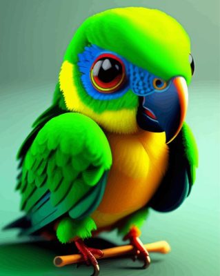 Green Parrot Paint By Numbers