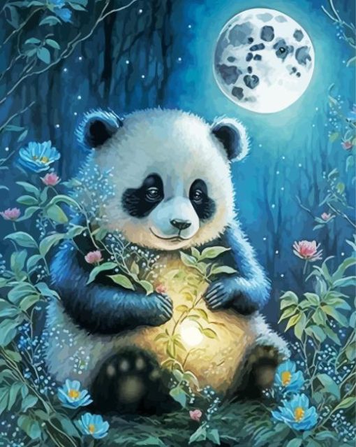 Panda Full Moon Paint By Numbers