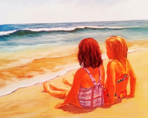 Sisters On Beach Summer Paint By Numbers