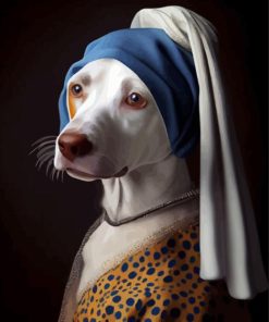 White Dog With A Pearl Earring Paint By Numbers