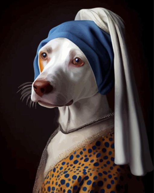 White Dog With A Pearl Earring Paint By Numbers