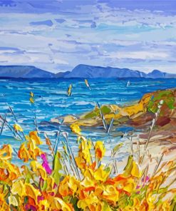 Yellow Flowers With Seascape Paint By Numbers