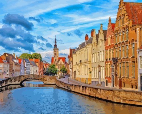 Bruges City Canal Belgium Paint By Numbers