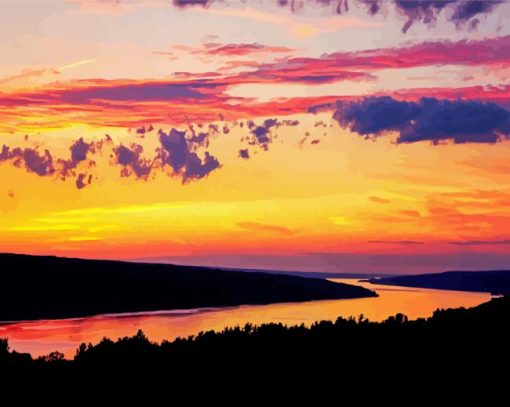 Cayuga Lake Sunset Paint By Numbers