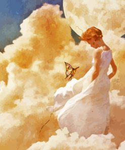 Clouds With A Girl And Butterfly Pipe Paint By Numbers