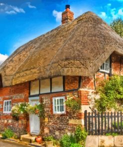 Countryside Cotswold Cottage Thatch Paint By Numbers