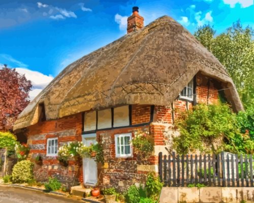 Countryside Cotswold Cottage Thatch Paint By Numbers