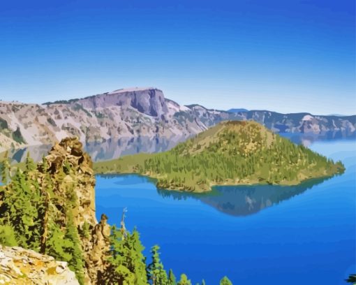 Crater Lake Cascade Range Paint By Numbers