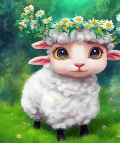 Cute Baby Sheep And Flowers Paint By Numbers