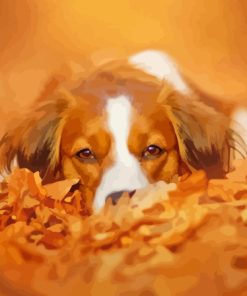 Dog Sleeping In Leaves Paint By Numbers