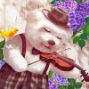 Dog With Violin And Flowers Paint By Numbers