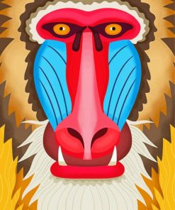 Illustration Baboon Head Paint By Numbers