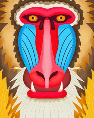 Illustration Baboon Head Paint By Numbers