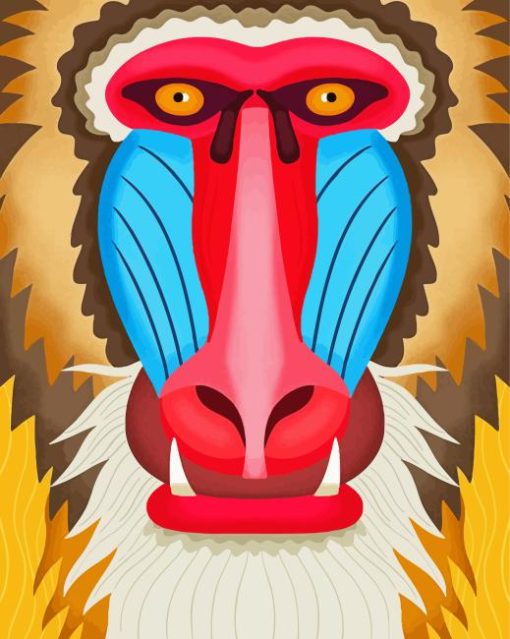 Illustration Baboon Head Paint By Numbers