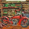 Indian Motorcycle In Garage Paint By Numbers