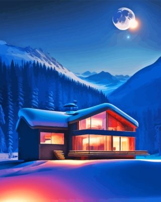 Moonlight Cabin Paint By Numbers