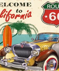 Vintage California Car Route 66 Paint By Numbers