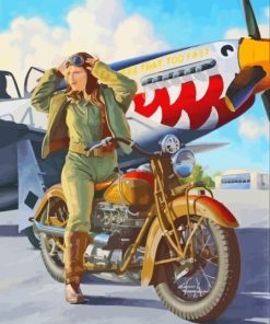 Woman And Indian Motorcycle Paint By Numbers