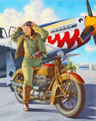 Woman And Indian Motorcycle Paint By Numbers