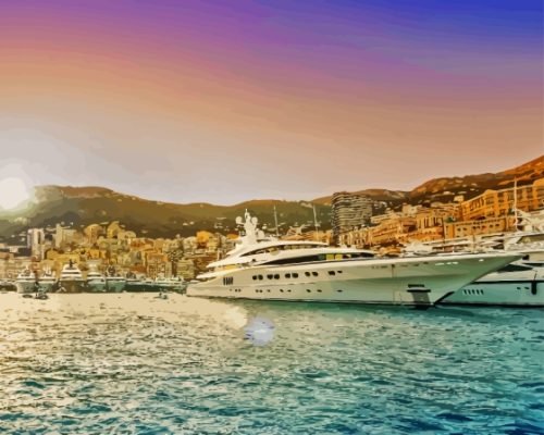 Yachts In Monaco Sunset Paint By Numbers