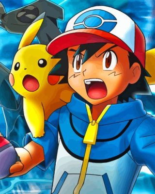 Ash And Pikachu Anime Fantasy Pokemon Paint By Numbers