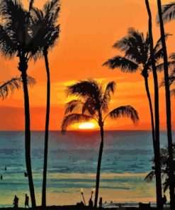 Beautiful Sunset In Waikiki Beach Paint By Numbers