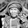 Black And White Old Woman Smoking Pipe Paint By Numbers