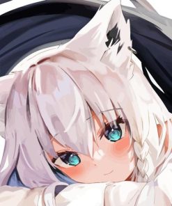 Cat Girl With White Hair Paint By Numbers