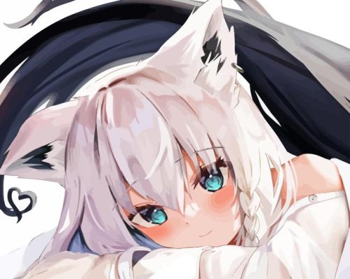 Cat Girl With White Hair Paint By Numbers