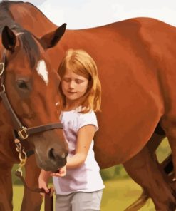 Cute Little Girl With Horse Paint By Numbers