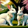 Floral White Bunnies Paint By Numbers