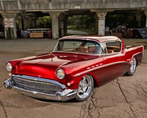 Red 1957 Buick Paint By Numbers