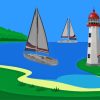 Sailboats And Lighthouse Paint By Numbers