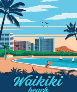 Waikiki Beach Poster Paint By Numbers