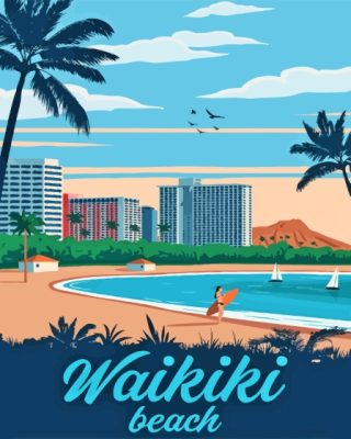 Waikiki Beach Poster Paint By Numbers