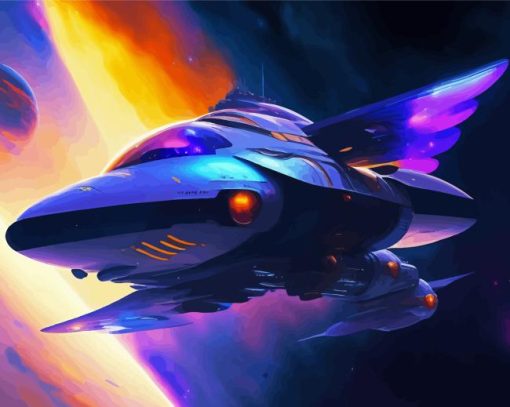 White Spaceship Paint By Numbers