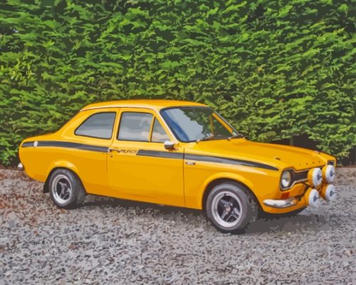 Yellow Ford Escort Mexico Paint By Numbers